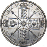 1887 Double Florin (Scarce Dies 1B) - Victoria British Silver Coin - Very Nice