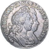1693 Halfcrown (3 over 3, F/E FR) - William & Mary British Silver Coin - Nice