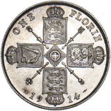 1914 Florin - George V British Silver Coin - Very Nice