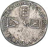 1696 E Shilling (Exeter Mint) - William III British Silver Coin
