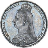 1889 Shilling - Victoria British Silver Coin - Superb