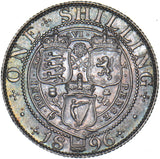 1896 Shilling (Large Rose) - Victoria British Silver Coin - Superb