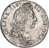 1697 Sixpence - William III British Silver Coin - Superb