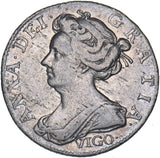 1703 VIGO Sixpence - Anne British Silver Coin - Nice
