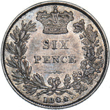 1844 Sixpence - Victoria British Silver Coin - Nice