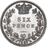 1887 Sixpence (Young Head) - Victoria British Silver Coin - Superb