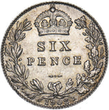 1902 Sixpence - Edward VII British Silver Coin - Very Nice
