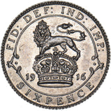 1916 Sixpence - George V British Silver Coin - Very Nice
