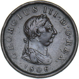 1806 Penny - George III British Copper Coin - Nice