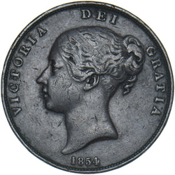 1854 Penny (PT) - Victoria British Copper Coin - Nice