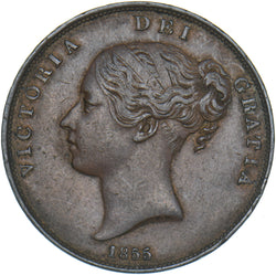 1855 Penny (PT) - Victoria British Copper Coin - Nice