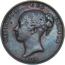 1859 Penny - Victoria British Copper Coin