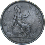 1861 Penny - Victoria British Bronze Coin - Nice