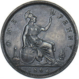 1862 Penny - Victoria British Bronze Coin - Very Nice