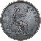 1862 Penny - Victoria British Bronze Coin - Nice