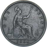 1866 Penny - Victoria British Bronze Coin - Nice