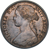 1866 Penny - Victoria British Bronze Coin - Very Nice