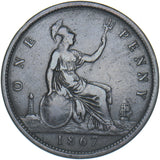 1867 Penny - Victoria British Bronze Coin - Nice
