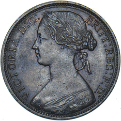 1870 Penny - Victoria British Bronze Coin - Very Nice