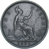 1871 Penny - Victoria British Bronze Coin - Nice