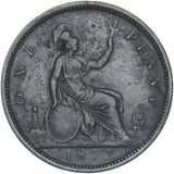 1872 Penny - Victoria British Bronze Coin - Nice