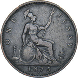 1875 H Penny - Victoria British Bronze Coin
