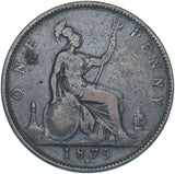 1875 H Penny - Victoria British Bronze Coin