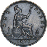 1876 H Penny (F87 8+J) - Victoria British Bronze Coin - Very Nice