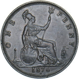 1876 H Penny (F89 8+K) - Victoria British Bronze Coin - Very Nice
