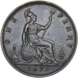 1878 Penny - Victoria British Bronze Coin - Very Nice