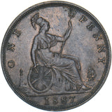 1887 Penny - Victoria British Bronze Coin - Nice