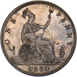 1890 Penny - Victoria British Bronze Coin - Superb