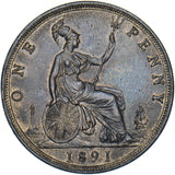 1891 Penny - Victoria British Bronze Coin - Nice
