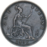 1891 Penny - Victoria British Bronze Coin - Nice