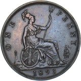 1893 Penny (3 Over 2) - Victoria British Bronze Coin - Nice