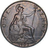 1902 Penny - Edward VII British Bronze Coin - Very Nice