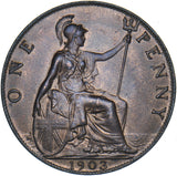 1903 Penny - Edward VII British Bronze Coin - Very Nice