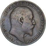 1909 Penny (Raised Dot) - Edward VII British Bronze Coin
