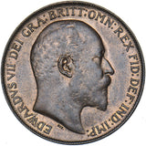 1909 Penny - Edward VII British Bronze Coin - Very Nice