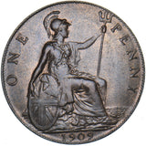 1909 Penny - Edward VII British Bronze Coin - Very Nice