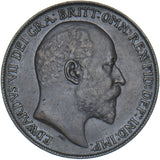 1910 Penny - Edward VII British Bronze Coin - Nice