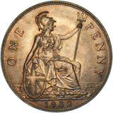 1932 Penny - George V British Bronze Coin - Superb
