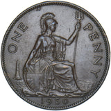 1950 Penny - George VI British Bronze Coin - Very Nice