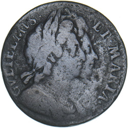 1694 Halfpenny - William & Mary British Copper Coin