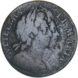 1694 Halfpenny - William & Mary British Copper Coin