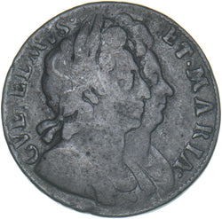 1694 Halfpenny - William & Mary British Copper Coin