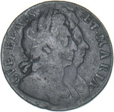 1694 Halfpenny - William & Mary British Copper Coin