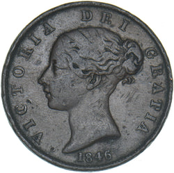 1846 Halfpenny - Victoria British Copper Coin