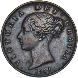 1859 Halfpenny - Victoria British Copper Coin - Nice