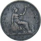1862 Halfpenny (Die Letter A) - Victoria British Bronze Coin